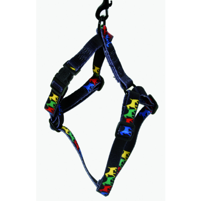 Nylon Harness - 4 Dogs Decoration - 16-35 - Black
