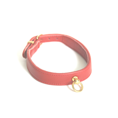 Leather collar - Lambskin - 3.5cm - red