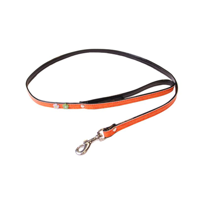 Laisse Paquerette faux leather - <120cm - 1cm - orange