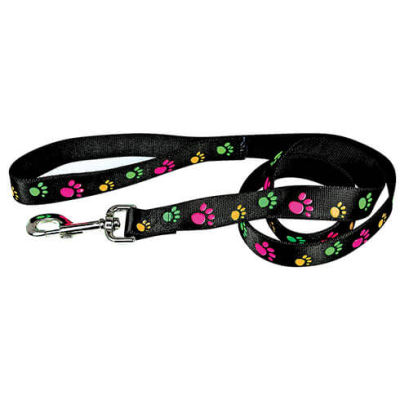 Dog nylon lead - Footprints - 1 x 120 cm