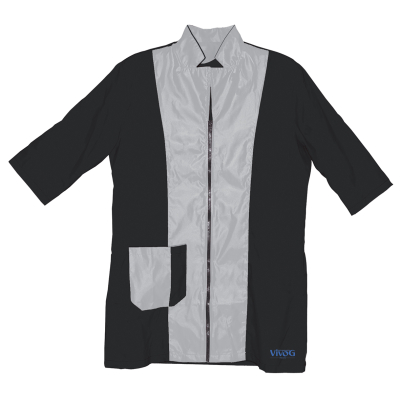 3/4 Sleeve Grooming Smock with Tailored Collar - Vivog - S - Black/Grey 1