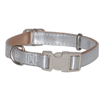 Silver moon dog collar - Vivog - Lenght 35 to 55cm - width 20mm