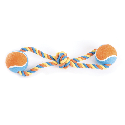 Dog Toy - Set of 4 Ropes + 2 Tennis Balls - 40cm