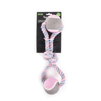 Dog Toy - Set of 4 Ropes + 2 Tennis Balls - 40cm