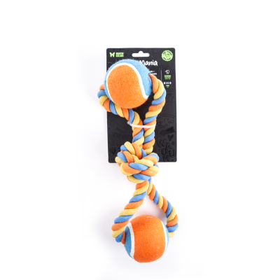 Dog Toy - Set of 4 Ropes + 2 Tennis Balls - 40cm