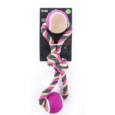 Dog Toy - Set of 4 Ropes + 2 Tennis Balls - 40cm
