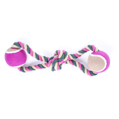 Dog Toy - Set of 4 Ropes + 2 Tennis Balls - 40cm