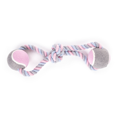 Dog Toy - Set of 4 Ropes + 2 Tennis Balls - 40cm