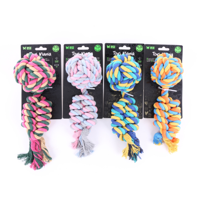 Dog toy - Set of 4 balls + cotton rope