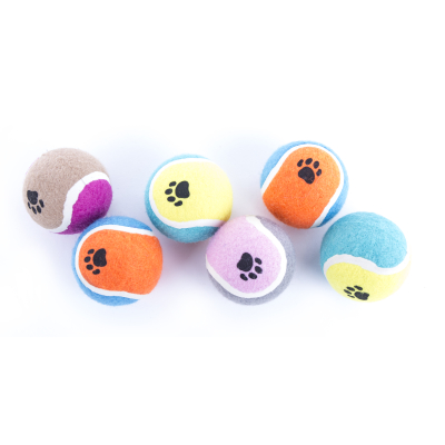 Dog toy - Set of 4 nets containing 6 tennis balls each, a total of 24 balls