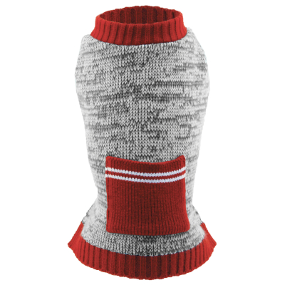 Pocket grey red sweater - T45 - 45cm