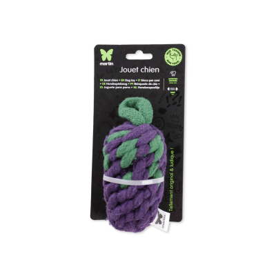 Eggplant rope toy - 15 x 6,5 x 7 cm