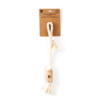 Chew Toy - Coffee Tree Wood Rope & Stick for Dogs - "Espresso Handle"