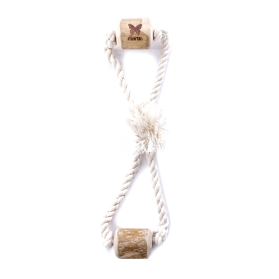 Chew Toy - Rope & Coffee Tree Wood Stick for Dogs - "Super 8 Espresso"