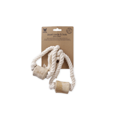 Chew Toy - Rope & Coffee Tree Wood Stick for Dogs - "Super 8 Espresso"