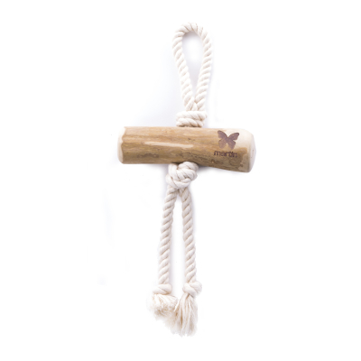 Chew Toy - Coffee Tree Wood Rope & Stick for Dogs - Lungo Handle with 2 Ropes