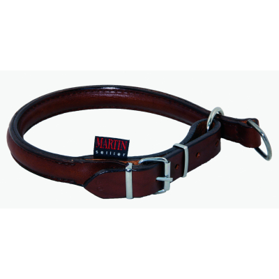 Leather collar - Rounded - brown 1