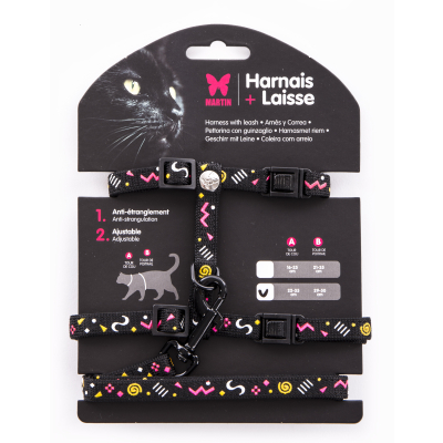 Set de Harnais et Laisse CHAT Carnaval - Noir