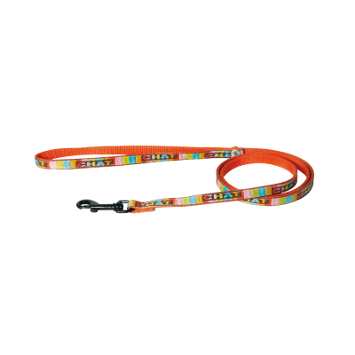 Laisse pour chat - motif chat - orange