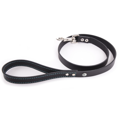 Laisse en cuir - Flash - 1m - 1.9cm - noir/turquoise 1