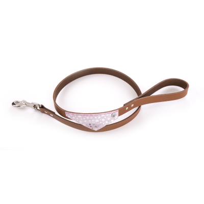 Leather leash - Miami - 1m - 1.9cm - pink/cognac 1