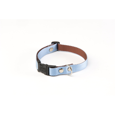 Nylon collar - Two-tone - S - 25/40cm - 1.5cm - brown/blue 1