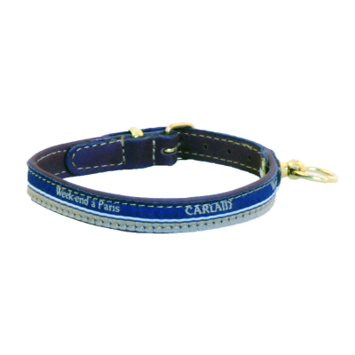Collier en cuir - dia.30cm - 1.2cm - bleu x 1