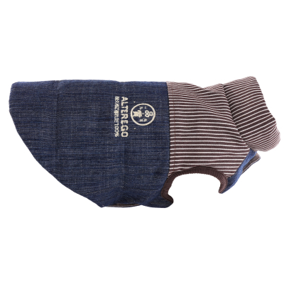Reversible Dog Coat - Casual Denim Stripes - S - 26cm
