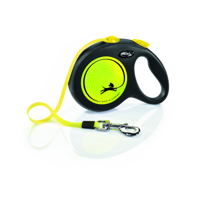 Laisse enrouleur pour chien - Flexi - pour chien  Neon - Taille L - pour chien jusqu'à 50kg - sangle de 5m de longueur