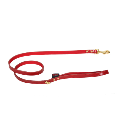 Laisse Paquerette similicuir - rouge 1