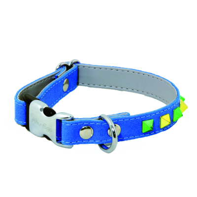 Leather collar - Glam & colour - 25/34cm - 1.5cm - blue x 1