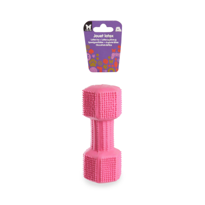 Latex dumbbell with spikes - pink 1