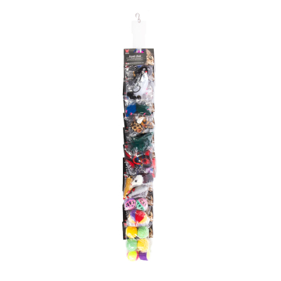 Clip strip display with 12 toy pouches - UNISEX for cats