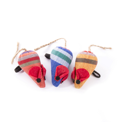 Set of cat toys - Bulk ethnic fabric mice