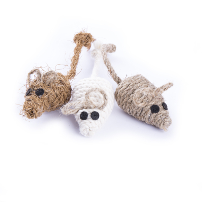 Set of cat toys - Loose mice made of cotton, coconut fibre & sisal