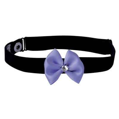 Tour de cou velours noir + nœud violet + strass