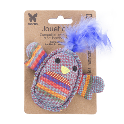 Cat toy - Turquoise chick - ethnic fabric