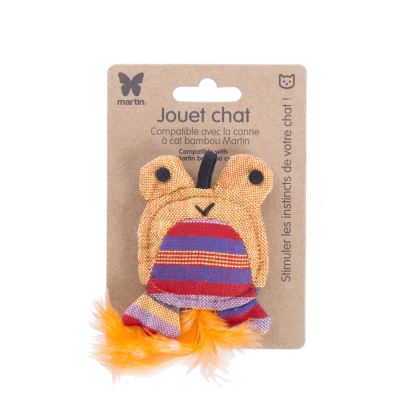 Cat toy - Yellow frog - ethnic fabric