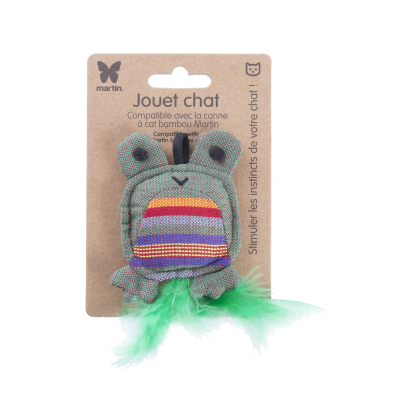 Cat toy - Green frog - ethnic fabric