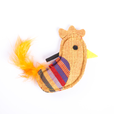 Cat toy - Yellow rooster - ethnic fabric