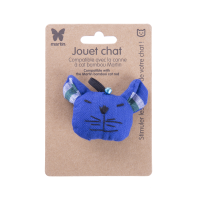 Cat toy - Blue cat head - ethnic fabric