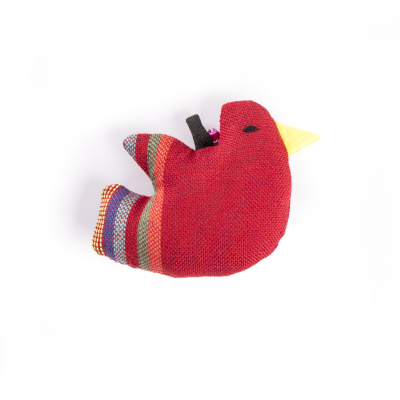 Jouet pour chat - Oiseau rouge - tissu ethnique