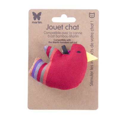 Jouet pour chat - Oiseau rouge - tissu ethnique