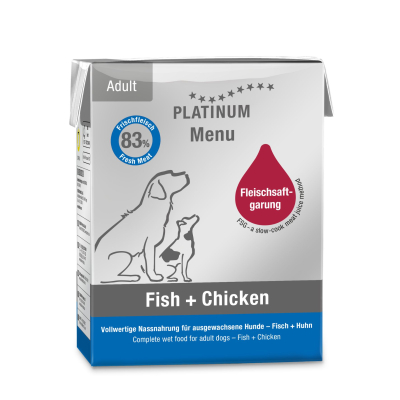Platinum Pâté Fish & Chicken Menu for Dogs - 375g x 12