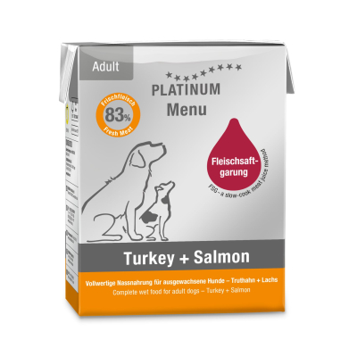 Platinum Menu Turkey & Salmon Pâté for dogs - 375g x 12