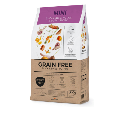 Croquette Natura Diet Grain Free Canard & Patate douce pour chien mini - 3kg 1