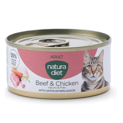 Pâté Natura Diet Bœuf & Poulet pour chat - 85g x 24