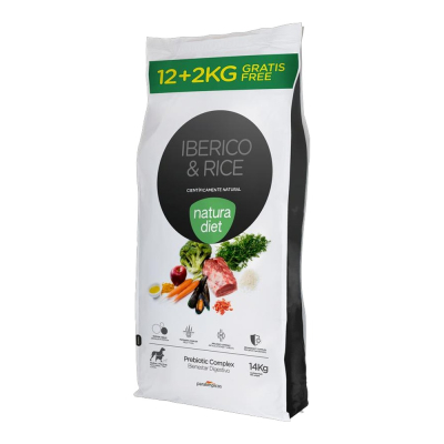 Croquettes pour chien Iberico & riz - Natura Diet - 14kg x 1