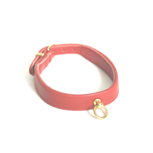 Leather collar - Lambskin - 3.5cm - red