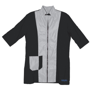 3/4 Sleeve Grooming Smock with Tailored Collar - Vivog - S - Black/Grey 1